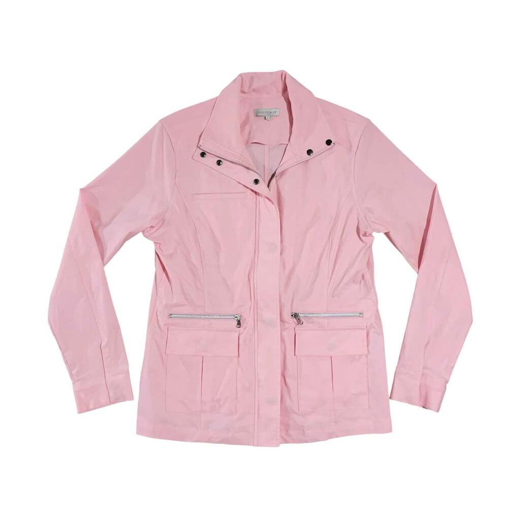 Anatomie Kenya Safari Jacket L Pink Full Zip Lightweight Vacation Travel Utility